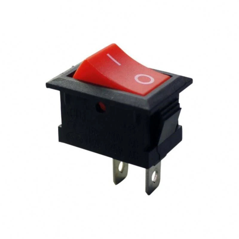 Mini Rocker Switch Red Button Black Housing 2 Pin  KCD1-101