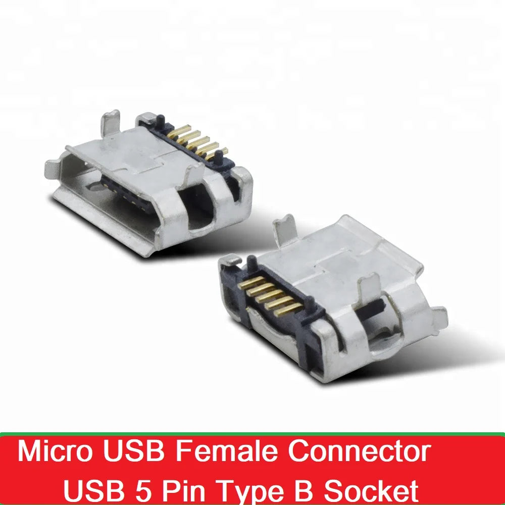 Micro USB Connector, B Female, 5 Pin SMD