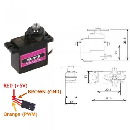 MG90S Micro Digital Servo Motor (360° Continuous Rotation)